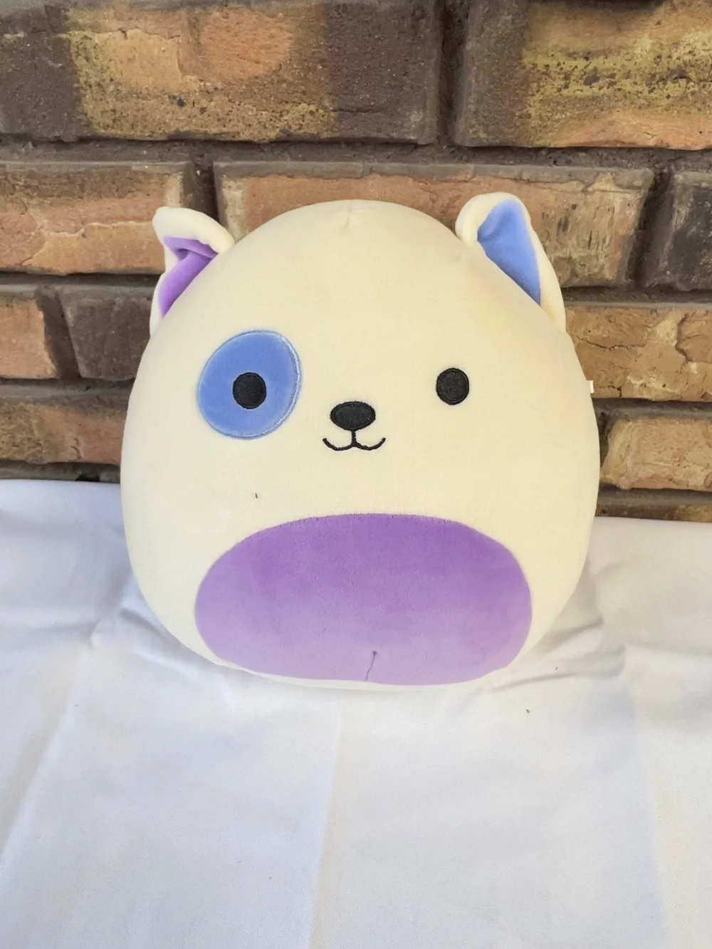 Cream and Purple Plush Animal Pillow - Soft Kids Stuffed Toy